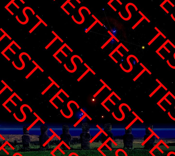 Seven Moai and The Pleiades and Orion in the western horizon