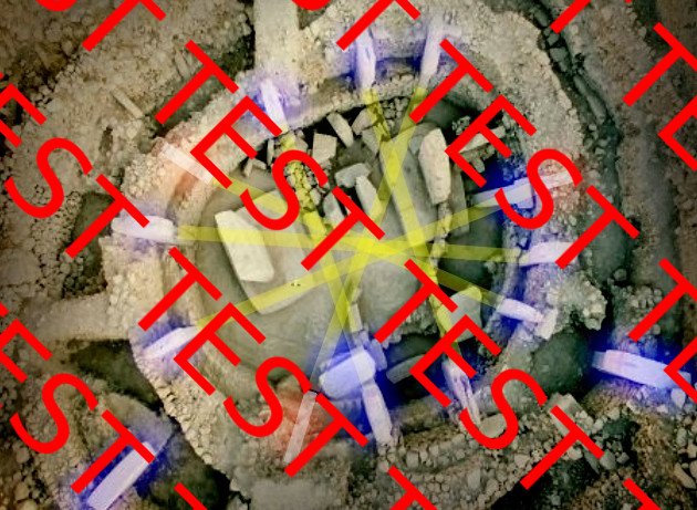 Gobekli Tepe Arial view image of stone circle with highlights