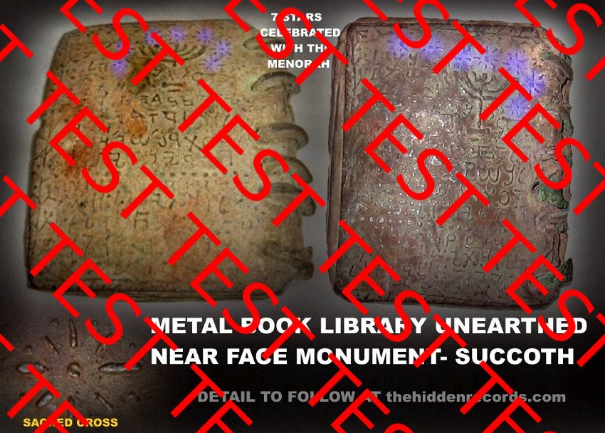 Metal book showing 7 stars celebrated with the Menorah