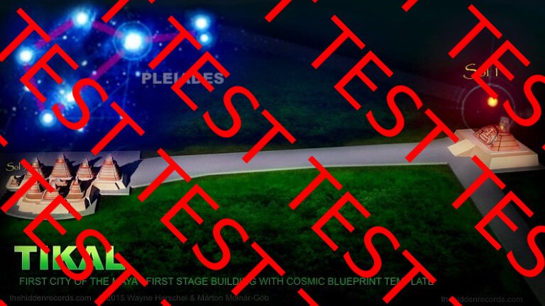 Tikal, first city of the Maya. First stage building with cosmic blueprint template representing the Pleiades and Sol 1