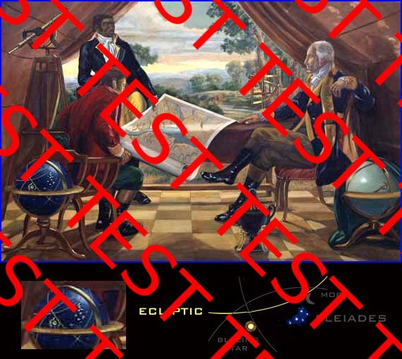 THE SECRET PORTRAIT OF GEORGE WASHINGTON - A VISION UNFOLDS - BY FREEMASON PETER WADELL WITH A CELESTIAL MAP SHOWING THE POSITION OF THE BLAZING STAR